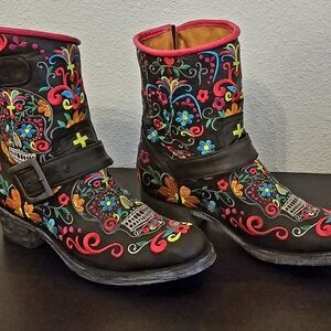 OLD GRINGO SUGAR SKULL BIKER BOOTS SIZE 8.5